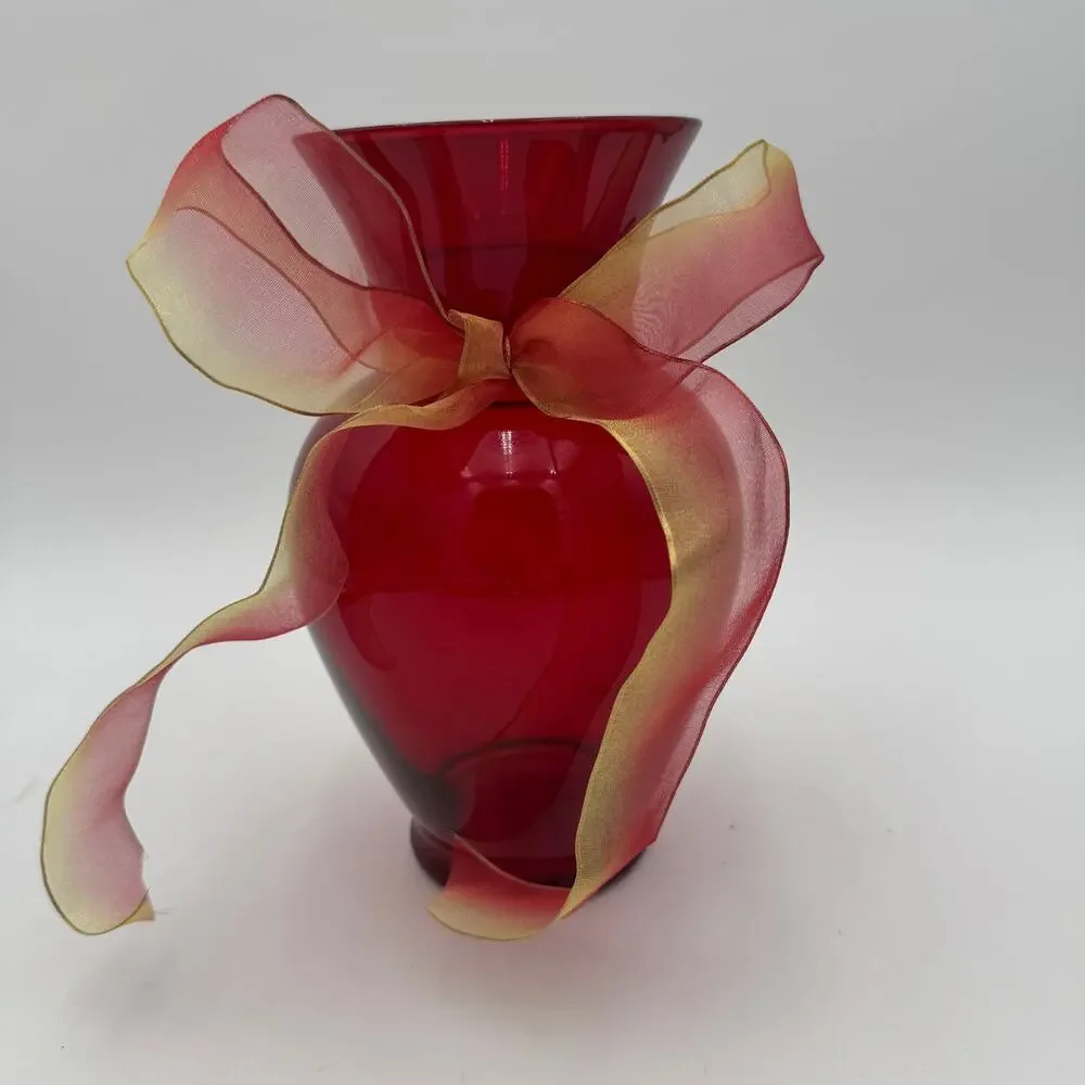 Vintage Ruby Red Vase 9 Inch by Anchor Hocking